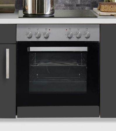Küchenblock Einbauküche "White Premium" Schiefer grau inkl. E-Geräte 270 cm