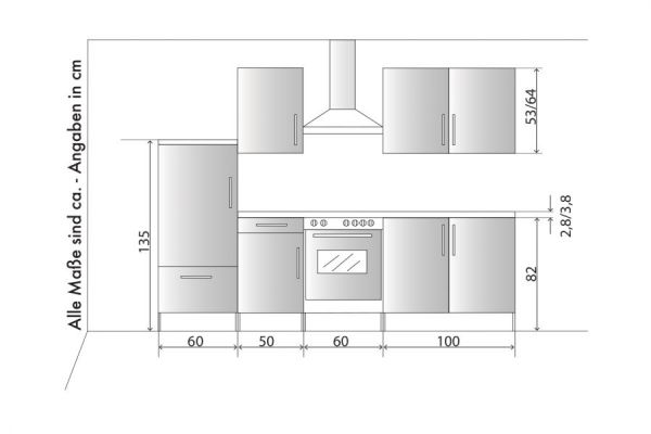 Kchenblock White Premium in Beton-Optik Einbaukche inkl. E-Gerte 270 cm