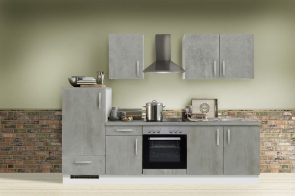 Kchenblock White Premium in Beton-Optik Einbaukche inkl. E-Gerte 270 cm