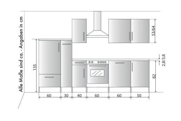 Küchenblock "White Premium" in Beton-Optik Einbauküche inkl. E-Geräte + Geschirrspüler und Apothekerschrank 300 cm