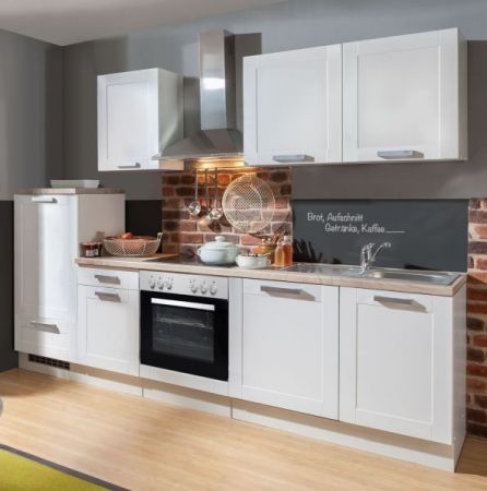Küchenblock White Premium in weiß matt Landhaus Einbauküche inkl. E-Geräte 270 cm