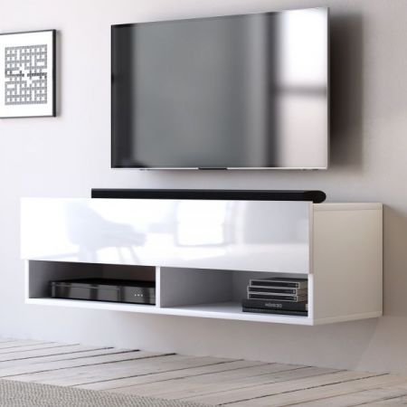 TV-Lowboard Epsom in weiß Hochglanz TV Unterteil hängend 100 x 30 cm