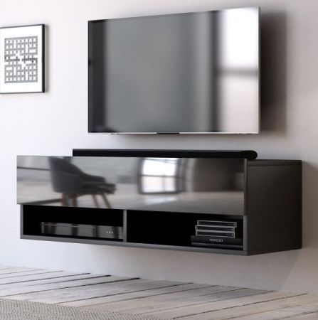 TV Lowboard Epsom in schwarz Hochglanz hängend 100 x 30 cm