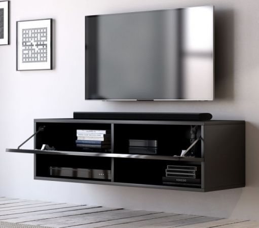 TV Lowboard "Epsom" in schwarz Hochglanz hängend 100 x 30 cm