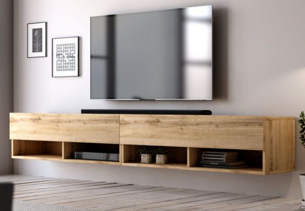 TV Lowboard "Epsom" in Wotan Eiche hängend 200 x 30 cm
