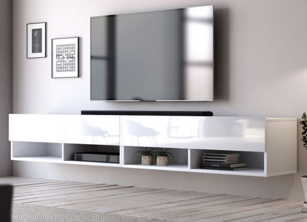 TV-Lowboard Epsom in wei Hochglanz XL TV Unterteil hngend 200 x 30 cm