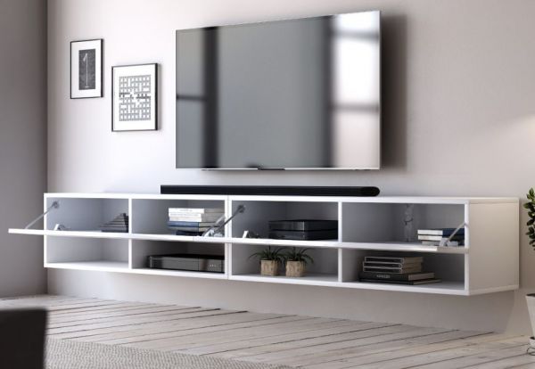 TV-Lowboard Epsom in wei Hochglanz XL TV Unterteil hngend 200 x 30 cm