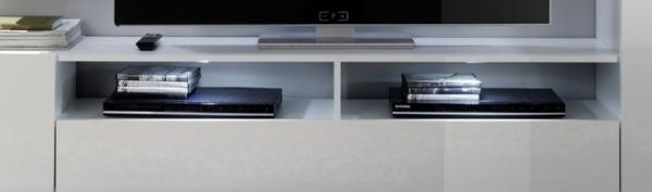 Wohnwand Medienwand DOS wei� schwarz Hochglanz 208 x 165 cm Fernsehschrank bis ca. 55