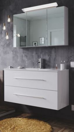 Badezimmer Waschbeckenunterschrank "Homeline" in weiß Hochglanz inkl. Waschbecken hängend 100 x 54 cm