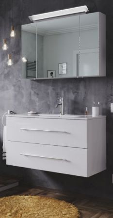 Badezimmer Waschbeckenunterschrank "Homeline" in weiß Hochglanz inkl. Waschbecken hängend 90 x 54 cm