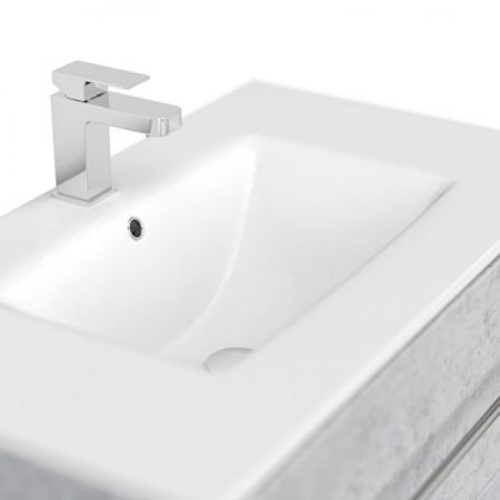 Badezimmer Waschbeckenunterschrank "Homeline" in Stone Design grau inkl. Waschbecken hängend 80 x 54 cm