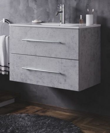 Badezimmer Waschbeckenunterschrank Homeline in Stone Design grau inkl. Waschbecken hängend 70 x 54 cm
