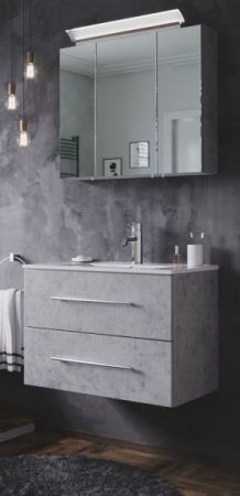 Badezimmer Waschbeckenunterschrank "Homeline" in Stone Design grau inkl. Waschbecken hängend 70 x 54 cm