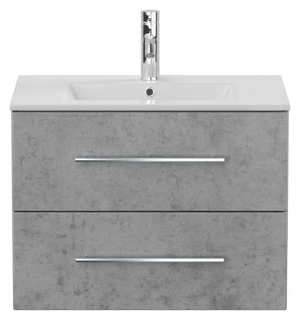Badezimmer Waschbeckenunterschrank "Homeline" in Stone Design grau inkl. Waschbecken hängend 70 x 54 cm