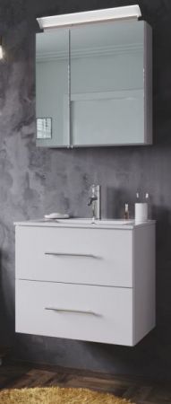 Badezimmer Waschbeckenunterschrank "Homeline" in weiß Hochglanz inkl. Waschbecken hängend 60 x 54 cm
