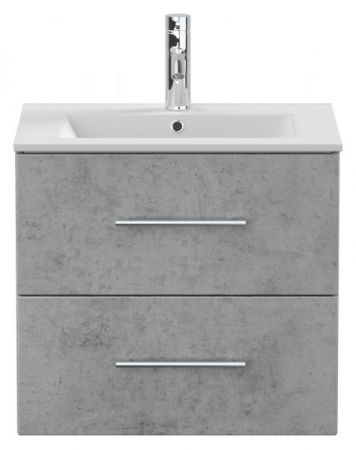 Badezimmer Waschbeckenunterschrank "Homeline" in Stone Design grau inkl. Waschbecken hängend 60 x 54 cm