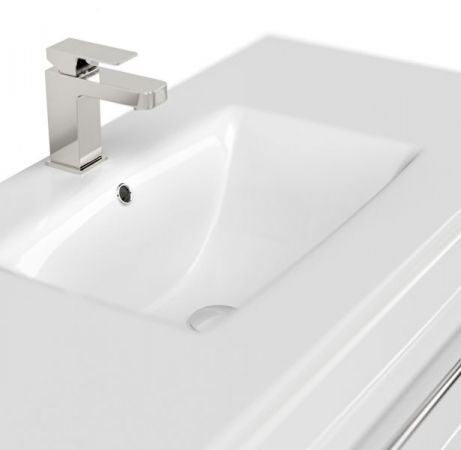 Badezimmer Badmöbel Set "Homeline" in weiß Hochglanz 6-teilig inkl. Waschbecken und LED 195 x 190 cm