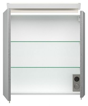 Badezimmer Badmöbel Set "Homeline" in Stone Design grau 4-teilig inkl. Waschbecken und LED 60 x 190 cm