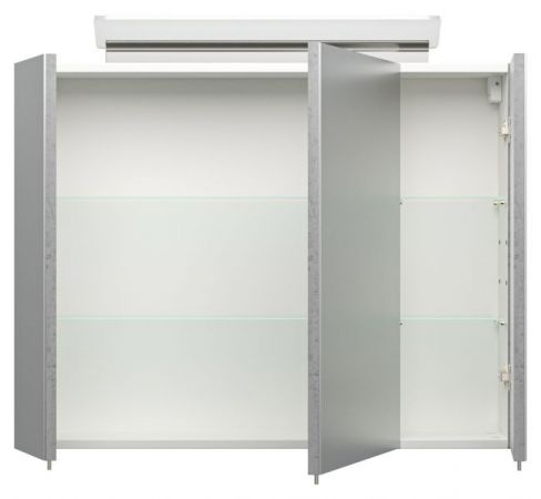 Badezimmer Badmöbel Set "Homeline" in Stone Design grau 4-teilig inkl. Waschbecken und LED 80 x 190 cm