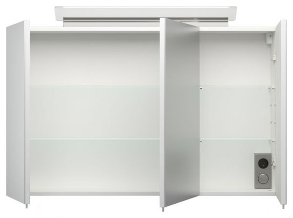 Badezimmer Badmöbel Set "Homeline" in weiß Hochglanz 7-teilig inkl. Waschbecken und LED 200 x 190 cm