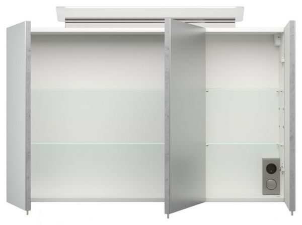 Badezimmer Badmöbel Set "Homeline" in Stone Design grau 7-teilig inkl. Waschbecken und LED 200 x 190 cm