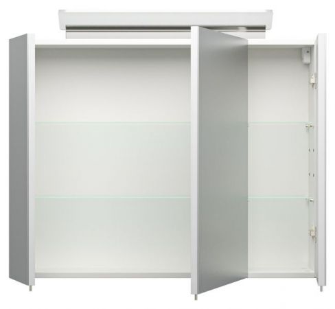 Badezimmer Badmöbel Set "Homeline" in weiß Hochglanz 8-teilig inkl. Waschbecken und LED 230 x 190 cm