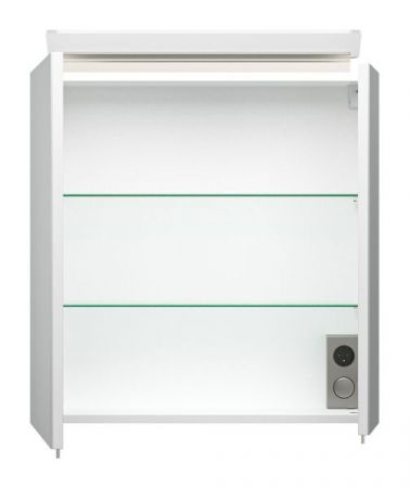 Badezimmer Spiegelschrank "Homeline" in wei0 Hochglanz inkl. LED Badschrank 2-türig 60 x 62 cm