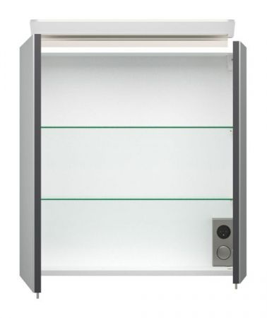 Badezimmer Spiegelschrank "Homeline" in anthrazit Seidenglanz inkl. LED Badschrank 2-türig 60 x 62 cm
