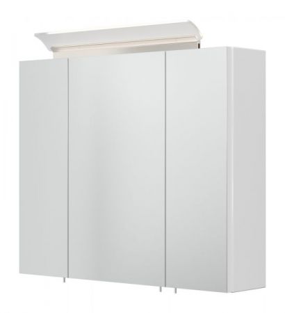 Badezimmer Spiegelschrank Homeline in weiß Hochglanz inkl. LED Badschrank 3-türig 75 x 62 cm