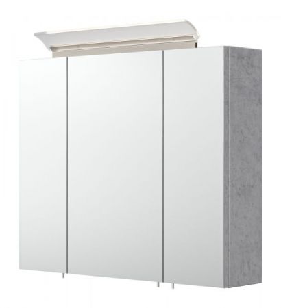 Badezimmer Spiegelschrank Homeline in Stone Design grau inkl. LED Badschrank 3-türig 75 x 62 cm