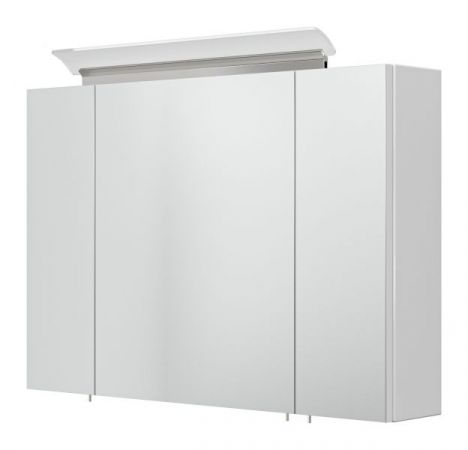Badezimmer Spiegelschrank Homeline in weiß Hochglanz inkl. LED Badschrank 3-türig 90 x 62 cm