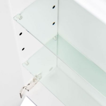 Badezimmer Spiegelschrank "Homeline" in weiß Hochglanz inkl. LED Badschrank 3-türig 90 x 62 cm