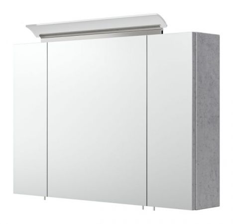 Badezimmer Spiegelschrank Homeline in Stone Design grau inkl. LED Badschrank 3-türig 90 x 62 cm