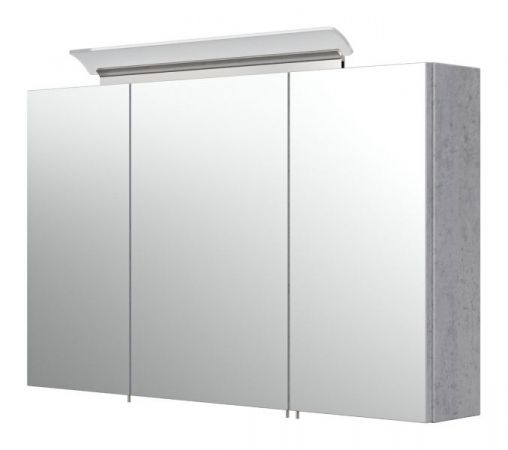 Badezimmer Spiegelschrank Homeline in Stone Design grau inkl. LED Badschrank 3-türig 100 x 62 cm