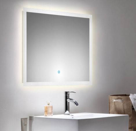 Badezimmer Spiegel "Homeline" in weiß inkl. LED Beleuchtung mit Touch Bedienung Badspiegel 80 x 60 cm