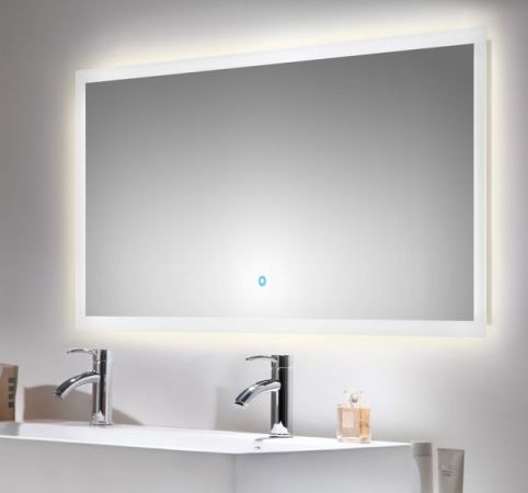 Badezimmer Spiegel "Homeline" in weiß inkl. LED Beleuchtung mit Touch Bedienung Badspiegel 140 x 60 cm