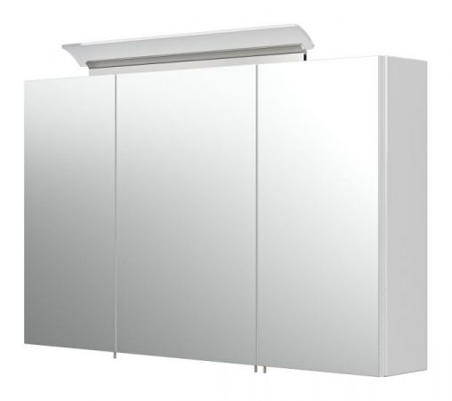 Badezimmer Spiegelschrank "Teramo" in weiß Hochglanz inkl. LED Badschrank 3-türig 100 x 62 cm