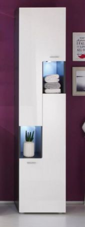 Badezimmer: Hochschrank "Tetis" Hochglanz weiß (40 x 180 cm)