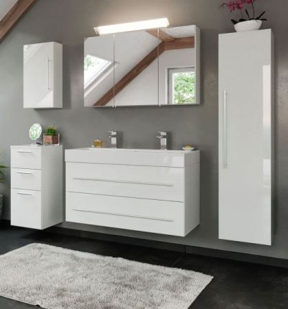 Badezimmer Unterschrank "Livono" in weiß Hochglanz Badschrank hängend 37 x 75 cm