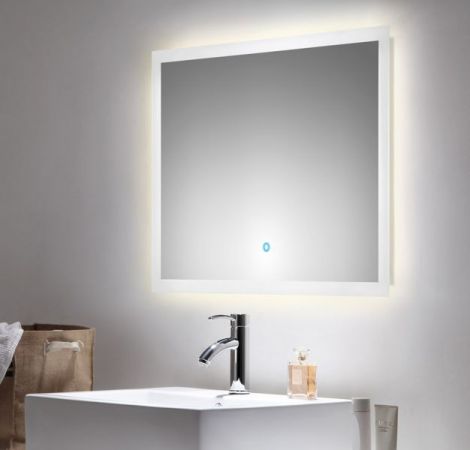Badezimmer Spiegel Luna inkl. LED Beleuchtung mit Touch Bedienung Badspiegel weiß 80 x 60 cm
