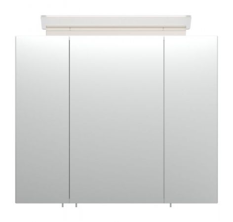Badezimmer Spiegelschrank "Luna" in weiß Hochglanz inkl. LED Badschrank 3-türig 75 x 62 cm