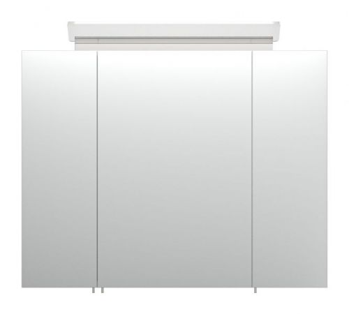 Badezimmer Spiegelschrank "Luna" in weiß Hochglanz inkl. LED Badschrank 3-türig 80 x 62 cm