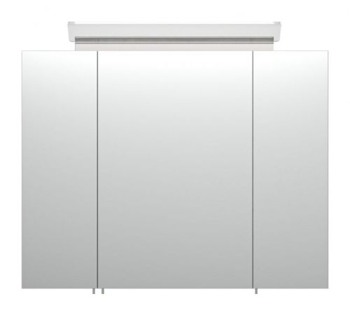 Badezimmer Spiegelschrank "Luna" in Stone Design grau inkl. LED Badschrank 3-türig 80 x 62 cm
