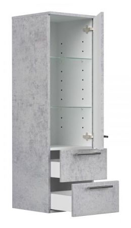Badezimmer Hochschrank "Luna" in Stone Design grau Badschrank hängend 35 x 120 cm