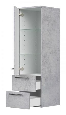 Badezimmer Hochschrank "Luna" in Stone Design grau Badschrank hängend 35 x 120 cm