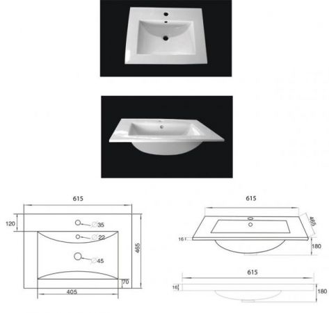 Badezimmer Waschbeckenunterschrank "Viva" in anthrazit Seidenglanz und weiß inkl. Waschbecken hängend 60 x 48 cm