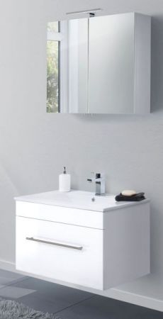 Badezimmer Waschbeckenunterschrank "Viva" in weiß Hochglanz inkl. Waschbecken hängend 75 x 48 cm
