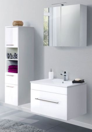 Badezimmer Waschbeckenunterschrank "Viva" in weiß Hochglanz inkl. Waschbecken hängend 75 x 48 cm
