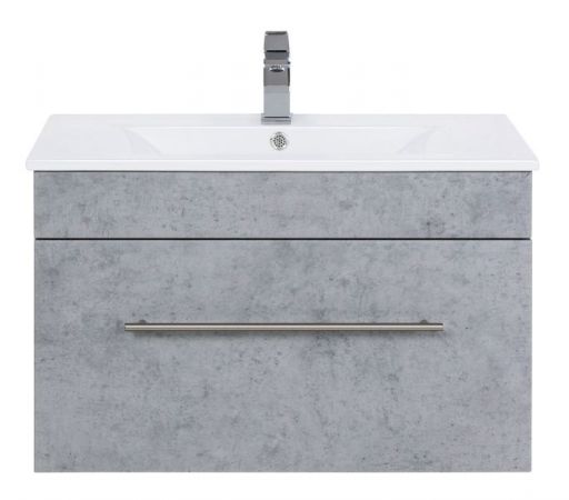 Badezimmer Waschbeckenunterschrank "Viva" in Stone Design grau und weiß inkl. Waschbecken hängend 75 x 48 cm