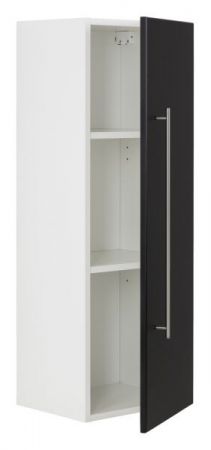 Badezimmer Hochschrank "Viva" in schwarz Seidenglanz und weiß Badschrank hängend 35 x 100 cm